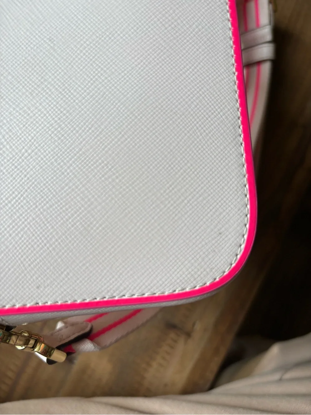 kate spade White with Hot Pink Trim Crossbody Bag